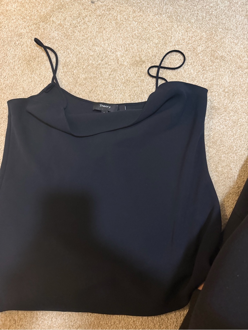 Theory Black Spaghetti Strap Silk Cami - Picture 3 of 4